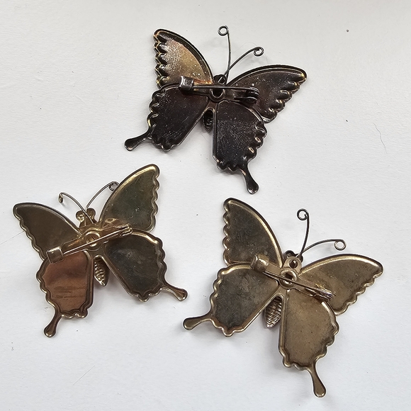 Vintage 70's Colorful Butterfly Pins - Picture 2 of 2